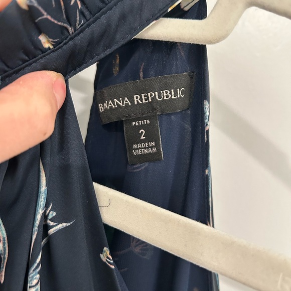 Banana Republic Satin Floral Halter Midi Dress in Navy - Picture 5 of 5